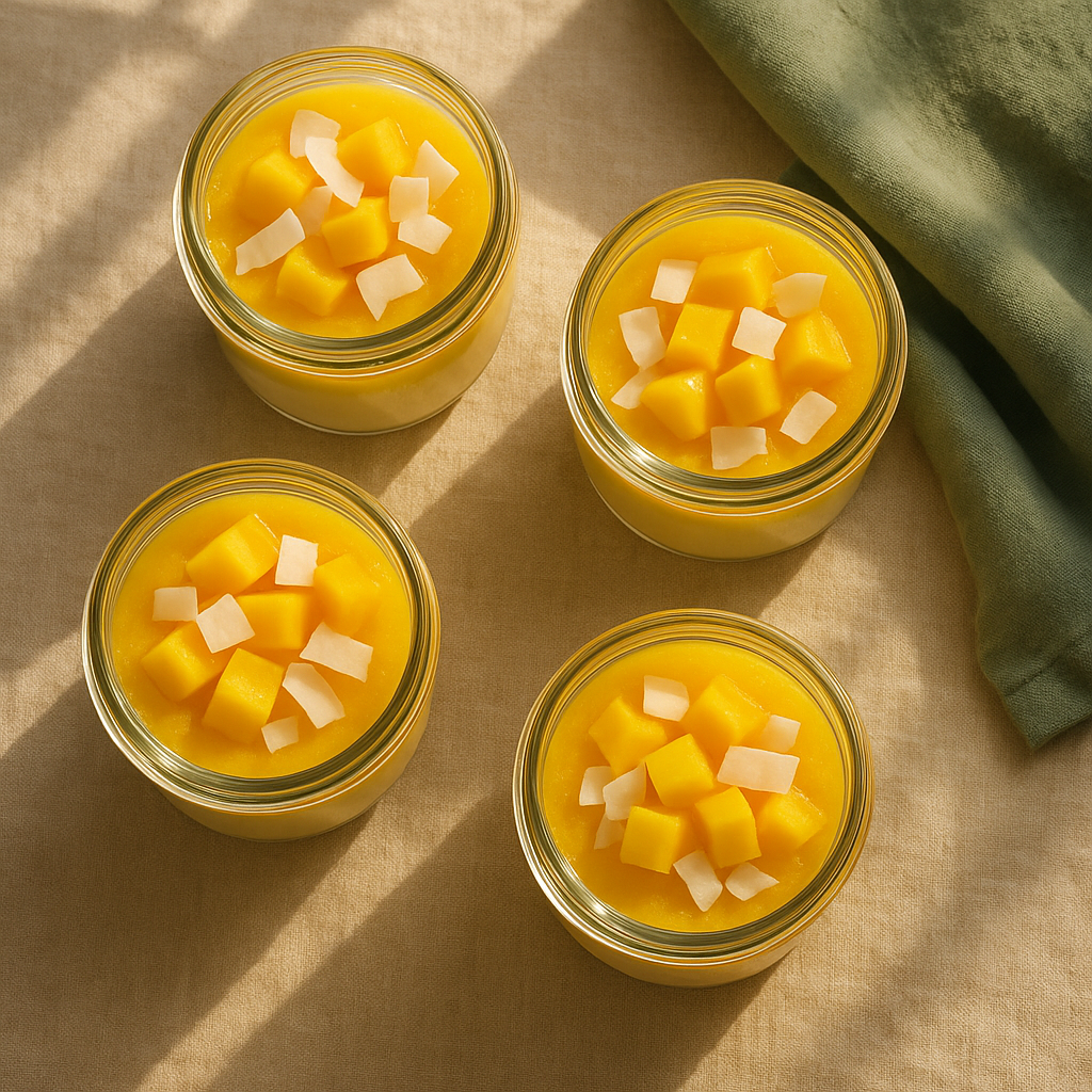 Gelatina de mango y coco con colágeno: dulce que cuida tu piel