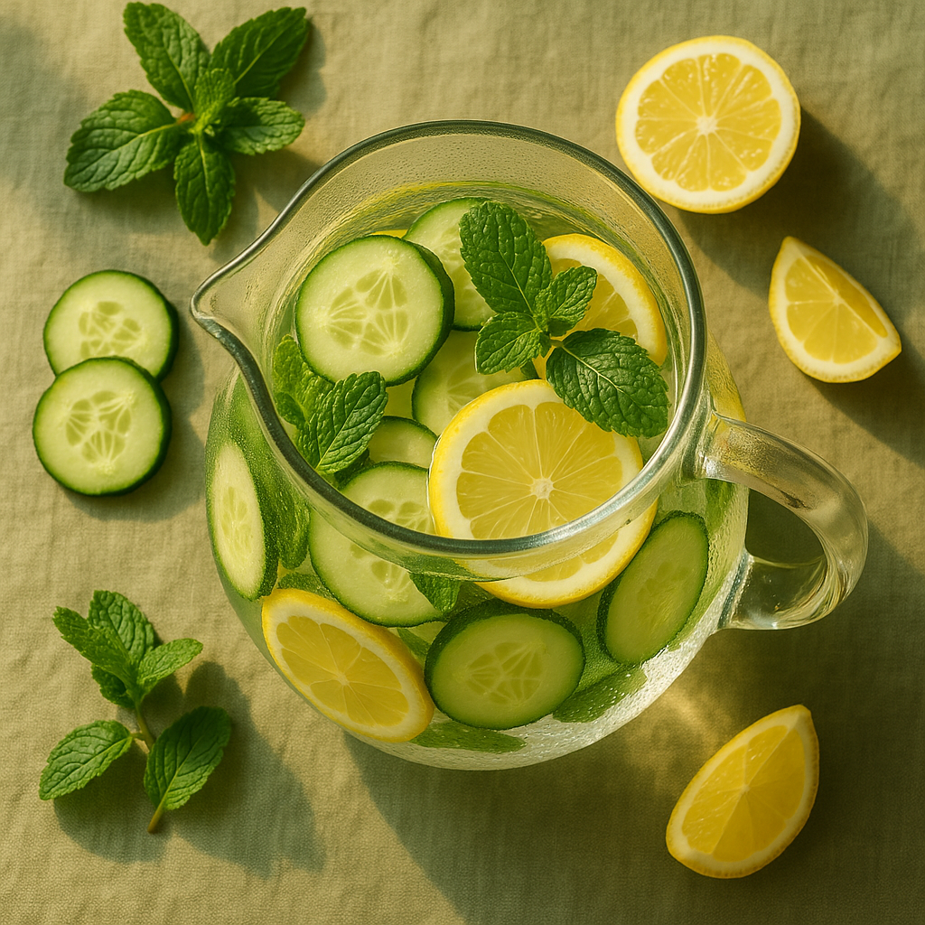 Agua de pepino con menta y limón: hidratación que desinflama