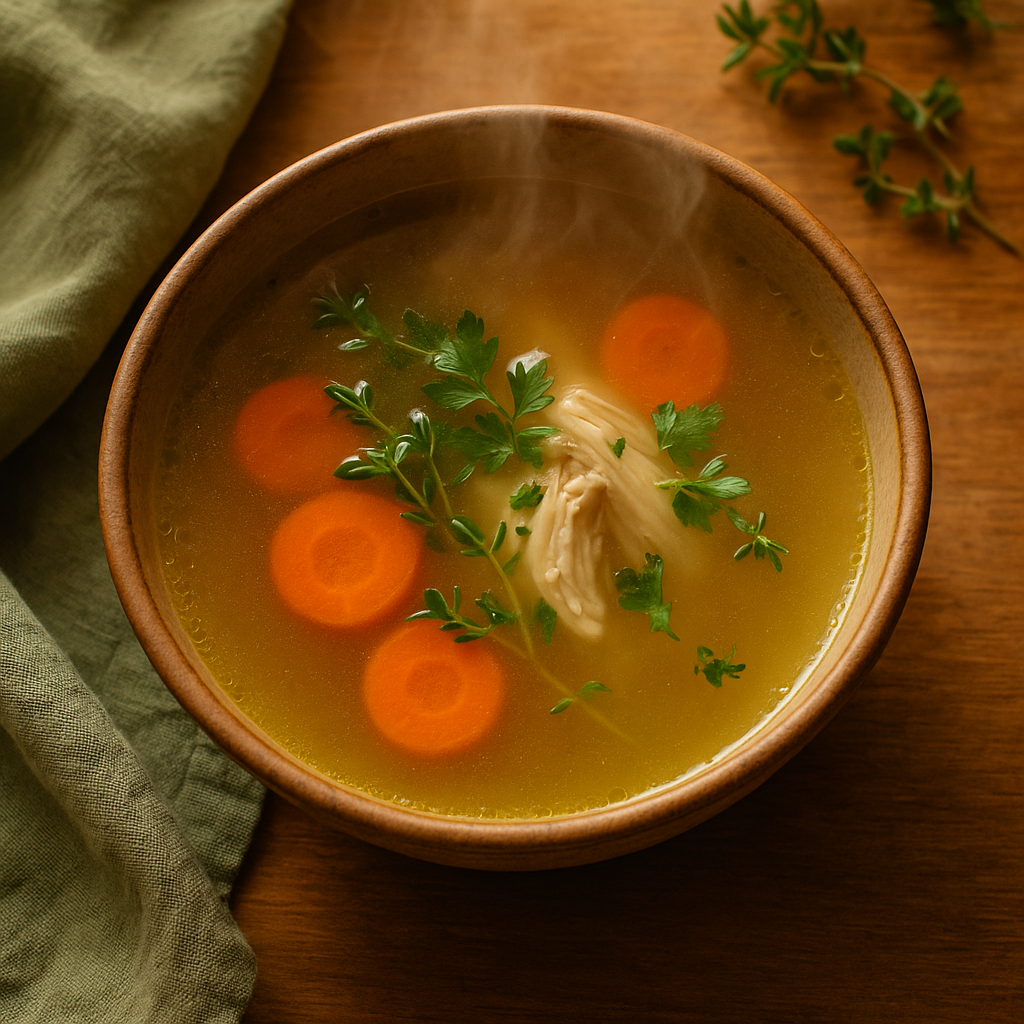 Caldo de pollo casero con zanahoria: tu abrazo digestivo