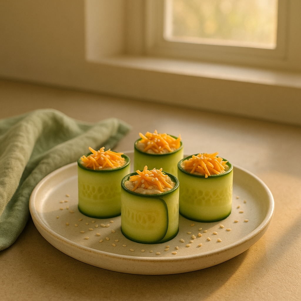 Rollitos de pepino con hummus: frescura crujiente para tu tarde