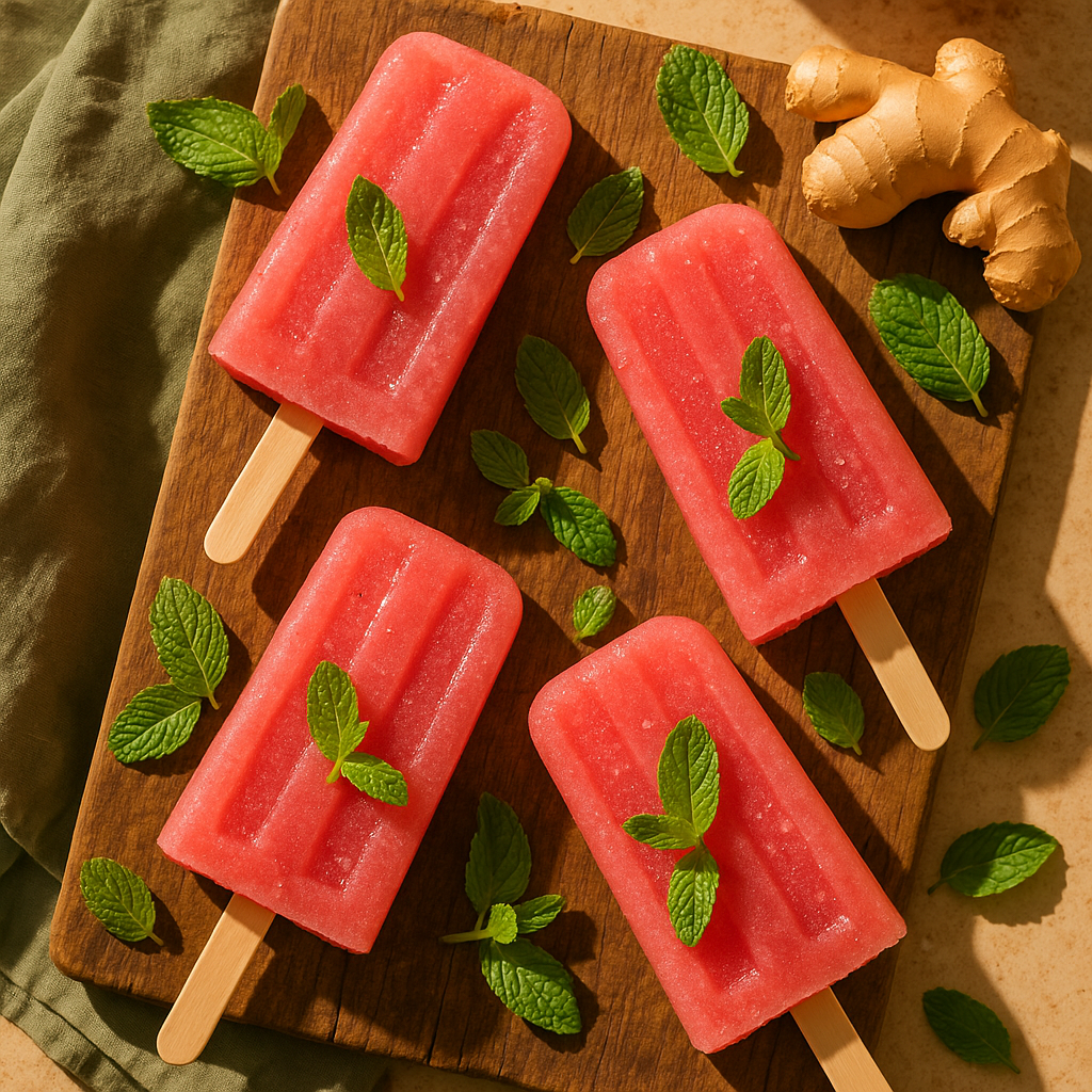Paletas de sandía con limón y jengibre: refrescante digestivo