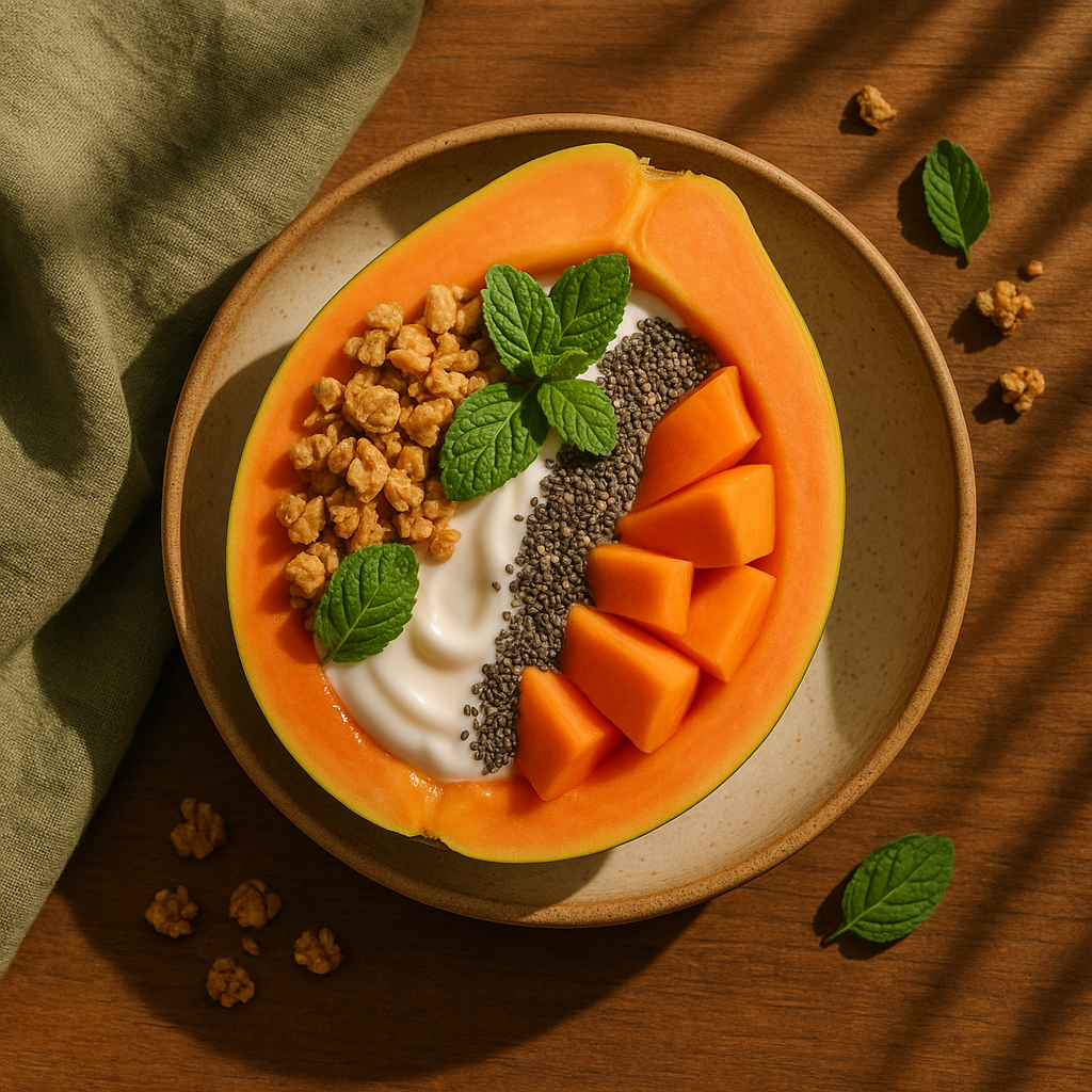 Bowl de papaya con yogurt y granola: tu arranque luminoso